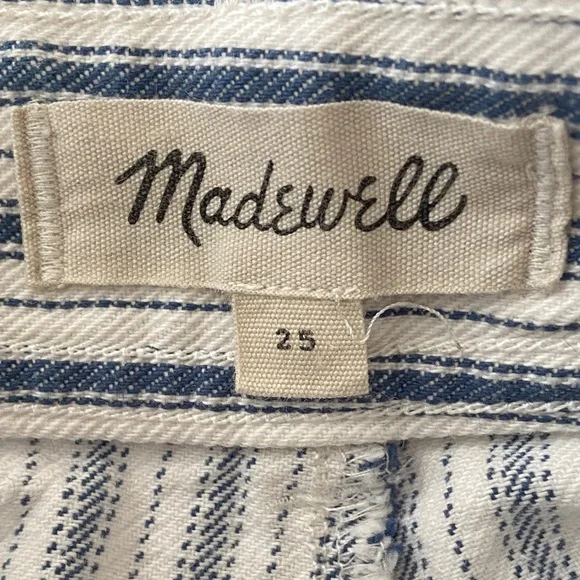 Madewell Emmett Wide-Leg High Waist Pant, White with Blue Stripe Size 25 - Picture 4 of 10